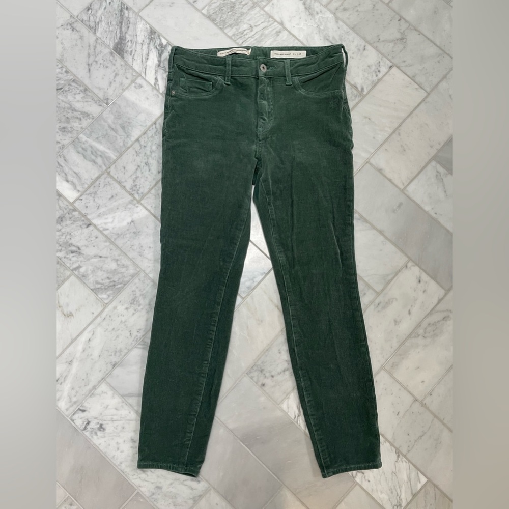 Anthropologie Pilcro High-Rise skinny corduroy pants, green Spruce